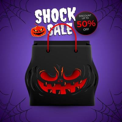 Halloween sale banner design template