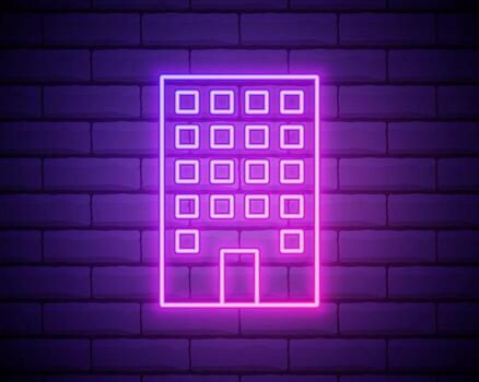 building icon. Elements of Bulding Landmarks in neon style icons. Simple icon for websites, web design, mobile app, info graphics isolated on brick wall vector