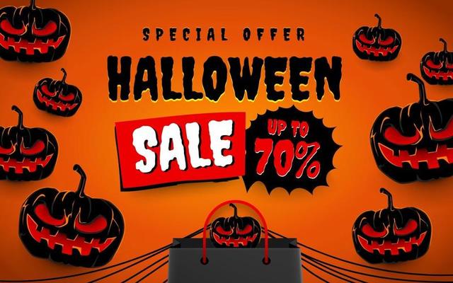 Halloween sale banner design template