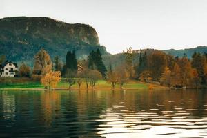 Lake Bled in the Alpine mountains photo