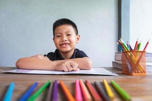 Boy doing homework photo