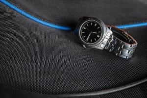 Wristwatch on a black background photo