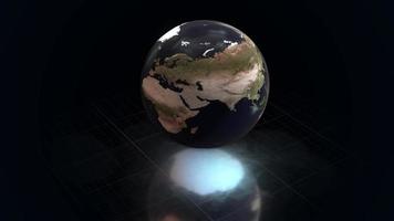 Spinning Globe Floating Loop Over Reflective Floor video