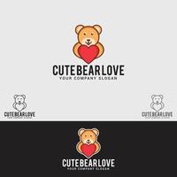 plantilla de vector de diseño de logotipo lindo oso amor