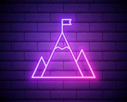 Mountain Flag icon. Elements of startups in neon style icons. Simple icon for websites, web design, mobile app, info graphics isolated on brick wall vector