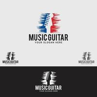 plantilla de vector de diseño de logotipo de guitarra de música