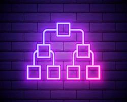 Glowing neon Referral marketing icon isolated on brick wall background. Network marketing, business partnership, referral program strategy. Vector Illustration