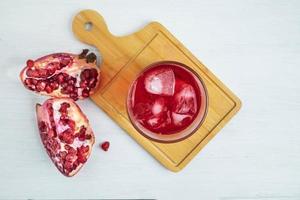 Top view of pomegranate juice photo