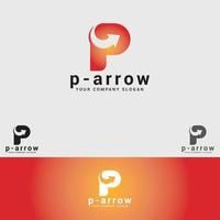 p-arrow logo design vector template identidad visual, forma