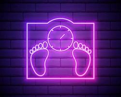 The Floor Scales, balance, weighing-machine neon icon . Simple thin line, outline vector of Gym, sport icons for UI and UX, website or mobile application isolated on brick wall