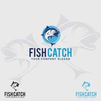 fish-catch logo design vector template
