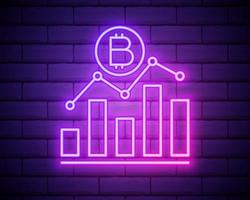 criptomonedas subiendo icono. elementos de la cadena de bloques bitcoin en iconos de estilo neón. icono simple para sitios web, diseño web, aplicaciones móviles, gráficos de información aislados en la pared de ladrillo vector