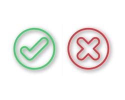 Check marks. Tick and cross vector icons. Yes and No symbols. Vector illustration.