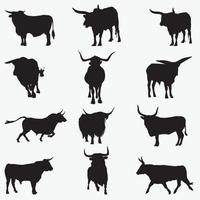 Conjunto de plantillas de diseño de vectores de siluetas de toros