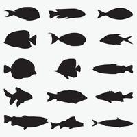 Conjunto de plantillas de diseño de vectores de siluetas de peces