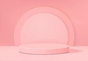 vector de fondo representación rosa 3d con podio y escena rosa mínima, fondo abstracto mínimo representación 3d forma geométrica abstracta color rosa pastel. escenario para producto en cilindro moderno.