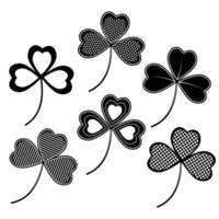 Clover Clover with ornament black stencil for Patrick's Dayset black stencil vector