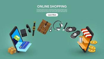 Online shopping happening between two smartphones vector