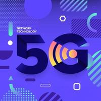 Typography 5G on abstract background vector