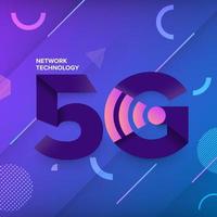 Typography 5G on abstract background vector