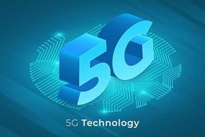 Typography 5G on abstract background vector