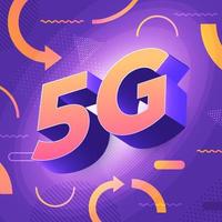 Typography 5G on abstract background vector