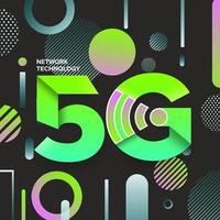 Typography 5G on abstract background vector