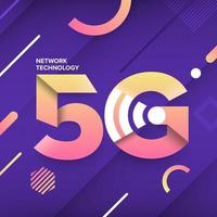 Typography 5G on abstract background vector