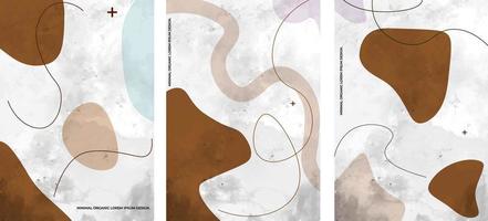 Set of Abstract Backgrounds With Minimal Clean Look Geometric Shapes, Organic Fluid Shapes Free Vector