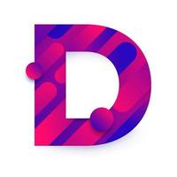 Alphabet letter with abstract gradient background. Letter D vector