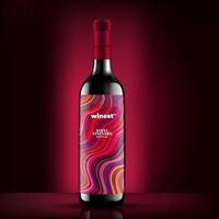 Wine Bottle Vector, Red Wine Bottle Label Concept Design, Colorful Red Wine Packaging Design