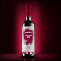 Wine bottle vector, red wine bottle label concept design, colorful red wine packaging design vector