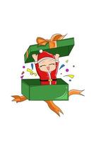 pequeño santa navidad en la caja de regalo vector