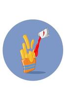 French fries and spilled sauce vector illustration