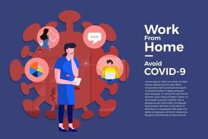 Coronavirus COVID-19. The company allows employees to work from home to avoid virus vector