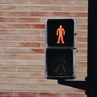 Traffic light on the street in the city photo