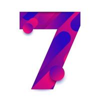 Number with abstract gradient background. Number 7 vector