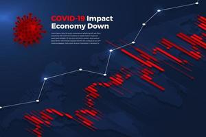 Impacto negativo del covid-19 en el gráfico económico vector