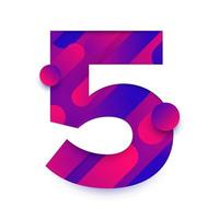 Number with abstract gradient background. Number 5 vector