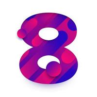 Number with abstract gradient background. Number 8 vector