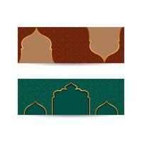 banner ornamental de estilo árabe. Fondo islámico tradicional rojo y verde. banner de fondo islámico vector