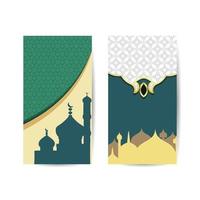 decoración árabe en forma de mezquita sobre un fondo verde. banner de fondo islámico vector