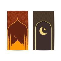 Ramadan Kareem with a view of the mosque on a sparkling moon night. islamic background banner vector