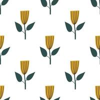 Scandinavian spring flower Vector kids seamless background pattern for baby shower, textile design. Simple texture for nordic wallpaper, fills, web page background