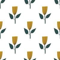 Scandinavian spring flower Vector kids seamless background pattern for baby shower, textile design. Simple texture for nordic wallpaper, fills, web page background