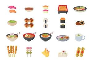 conjunto de iconos de comida japonesa vector