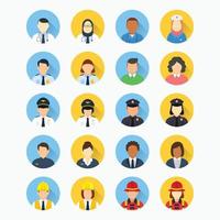 People with different professions avatar round icon vector