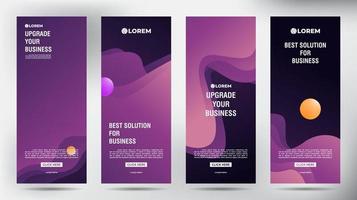 set of Simple geometric Color flow roll up business brochure flyer banner design vertical template, cover presentation background, modern publication x-banner and flag-banner, Roll up banner stand vector