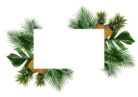 Tropical leaves frame isolated on a white background photo