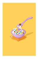 Cereal in a bowl vector illustrations